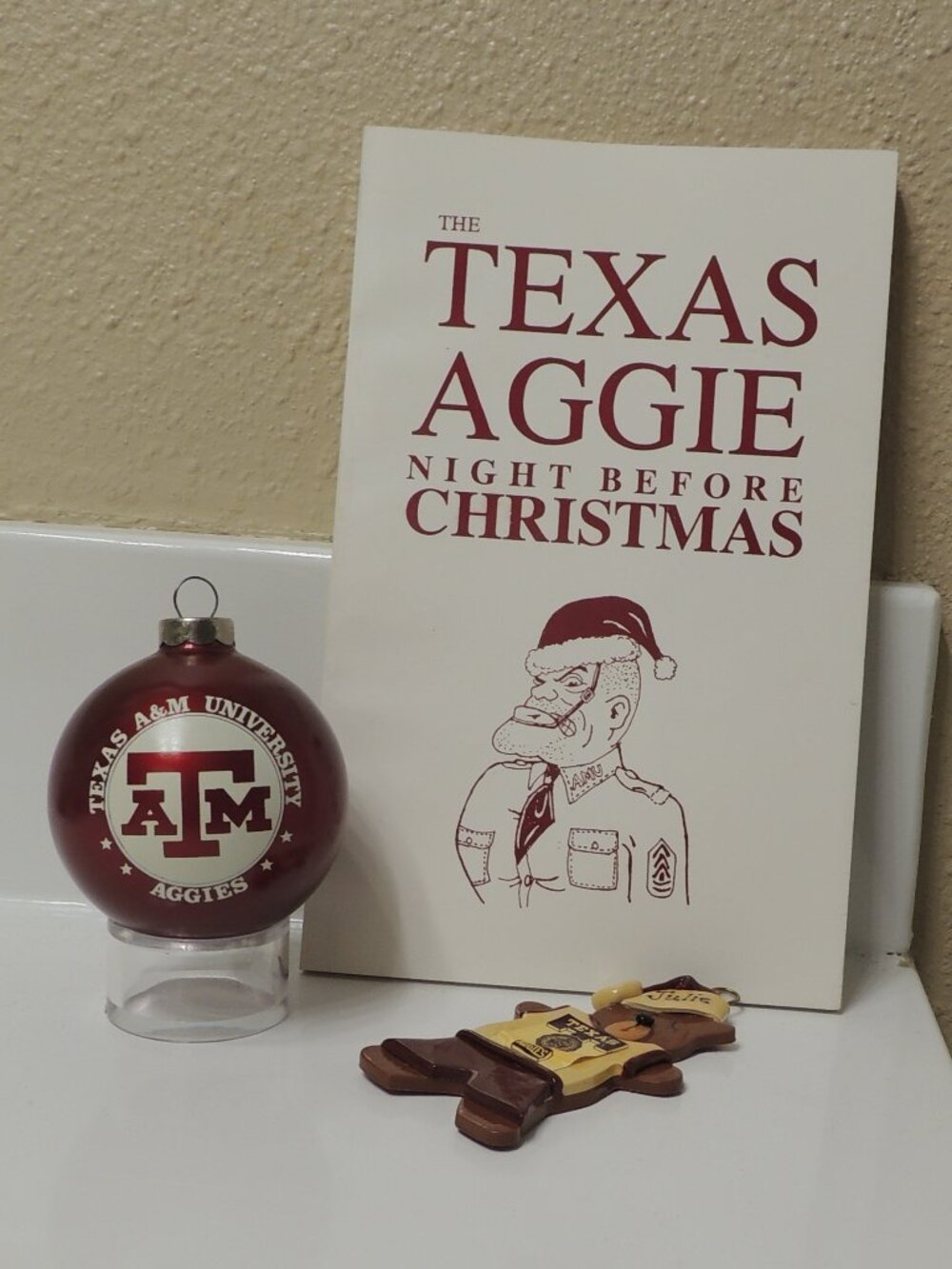 Texas A&M Christmas book and ornaments